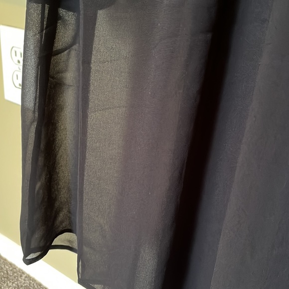 NWOT Banana Republic Black Semi Sheer and Like Leather Top - Picture 2 of 4